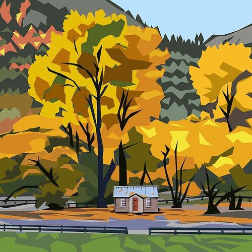 Ira Mitchell Arrowtown Police Station Matted Print