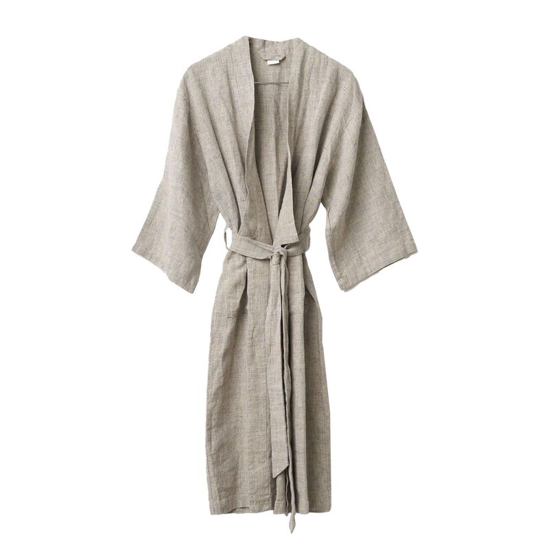 Città Chambray Linen Robe Black/Natural L image number 0