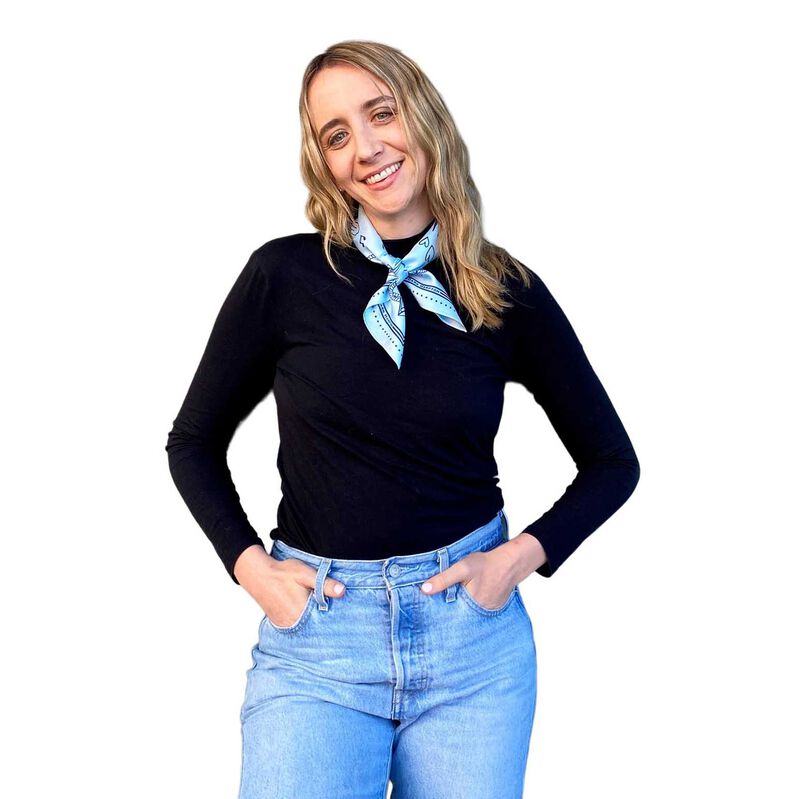 Dark Hampton Kaylee Bell Cowboy Up Blue Silk Petite Scarf image number 2