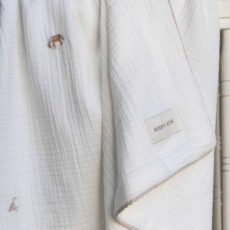 Avery Row Embroidered Muslin Blanket - Little Farm image number 2