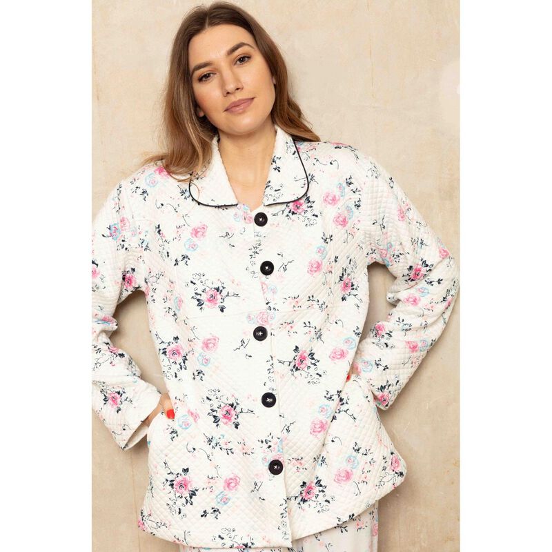 Cottonreal English Rose Cotton Quilted Short Button Jacket image number 1
