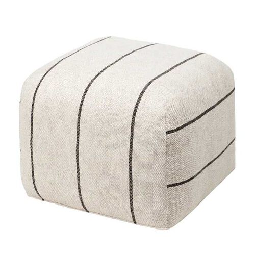 Broste Pouf Sigrid - Light Beige/Black