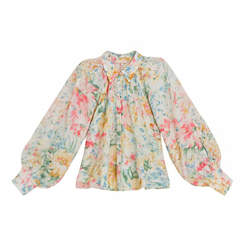 Cotton Slub Top in Blooming Pastels