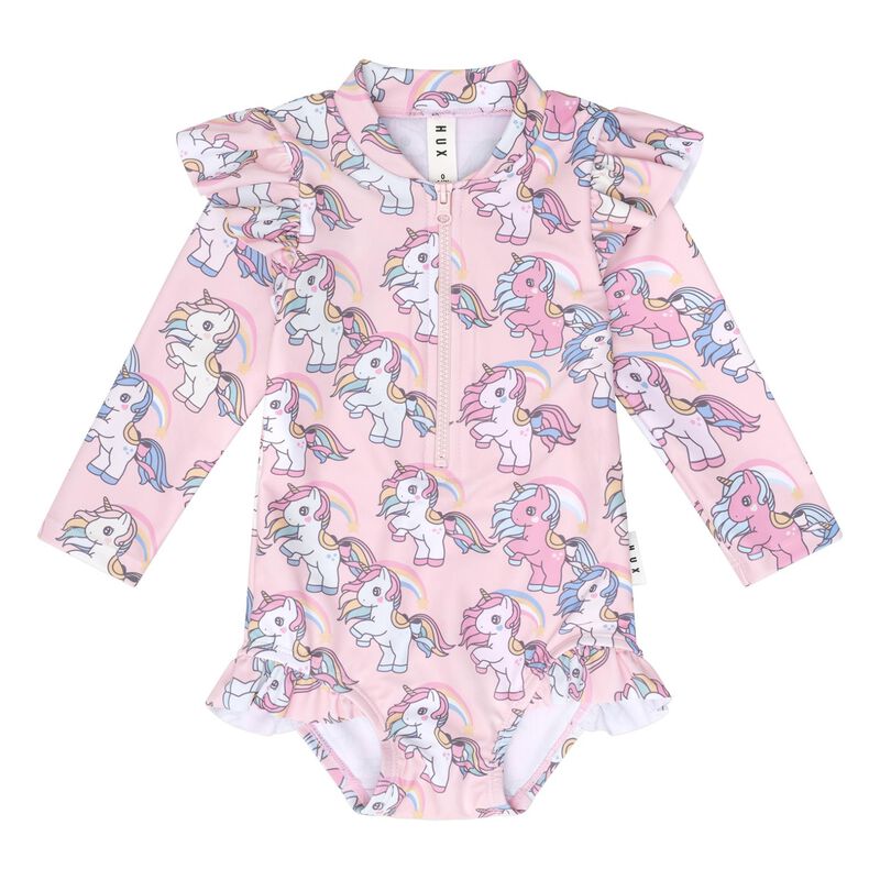 Huxbaby Rainbow Unicorn Zip Swimsuit image number 0