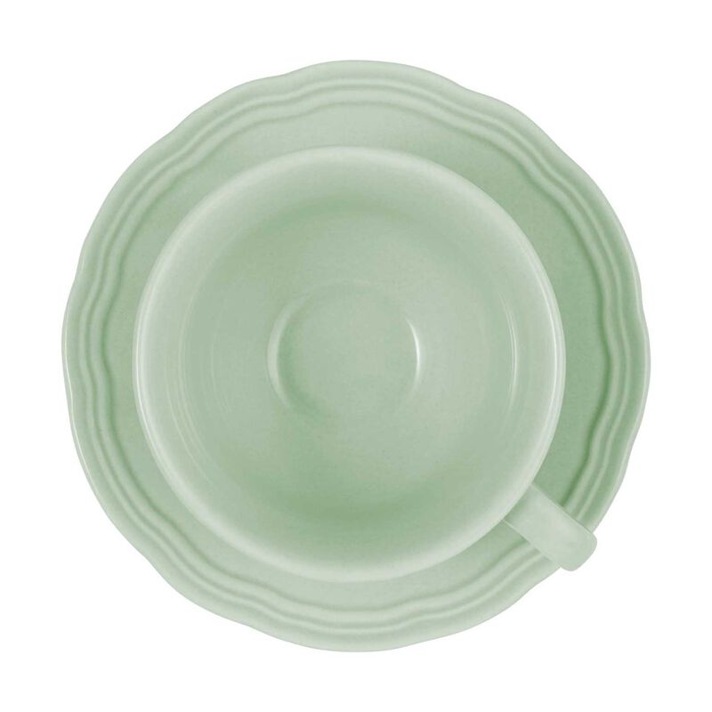 Casa Domani Florence Scallop Demi Cup & Saucer 80ml Set Of 2 Sage Gift Box image number 1