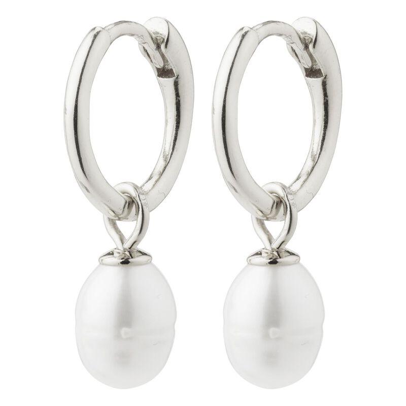 Pilgrim Berthe Recycled Pearl Hoop Earrings - Silver plated image number 0
