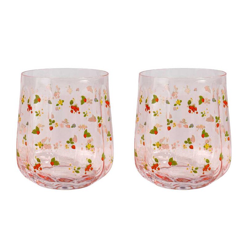 Urban Products Strawberry Fields Floral Tumbler Glass Pink 11cm Set Of 2 image number 0