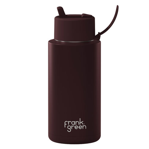 frank green 34oz Reusable Bottle with Flip Straw Lid Chocolate