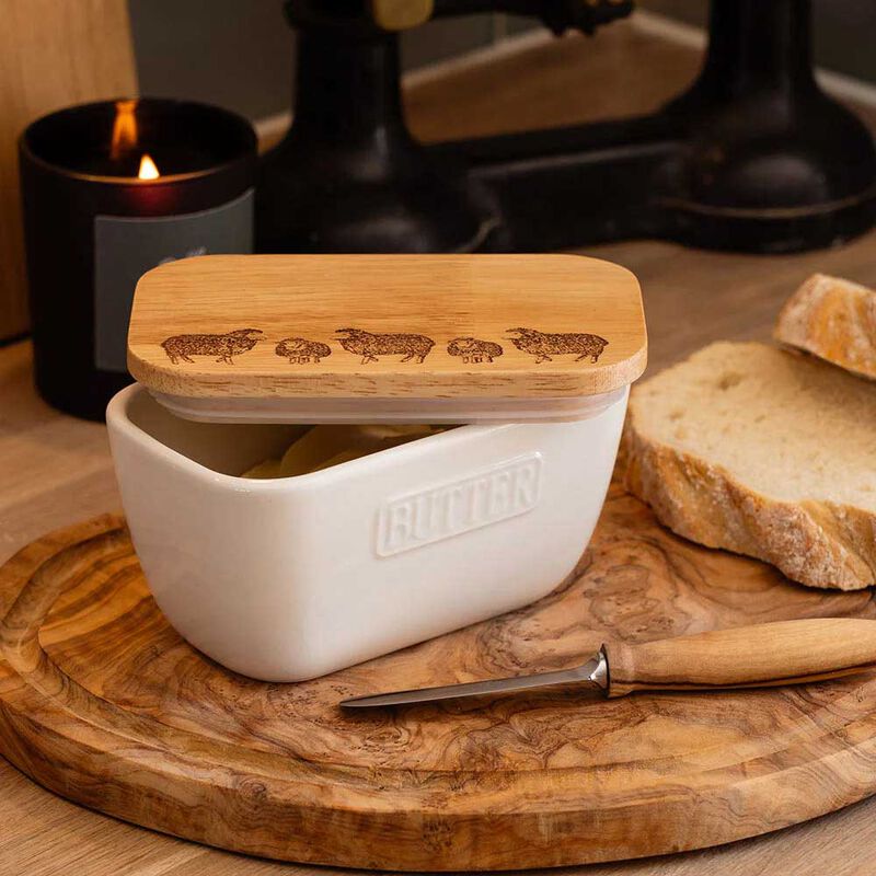 Selbrae House White Butter Dish - Sheep image number 1