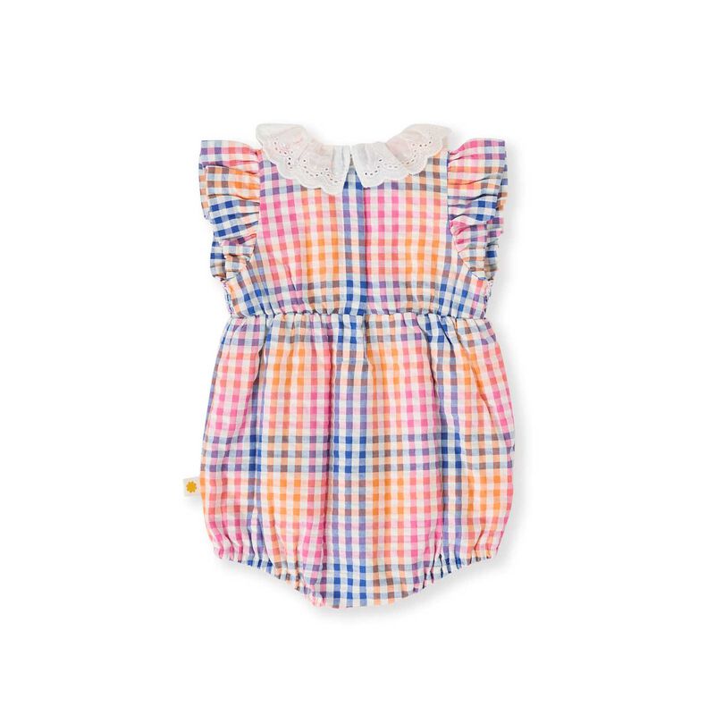 Goldie + Ace Rainbow Gingham Lani Smocked Romper image number 3