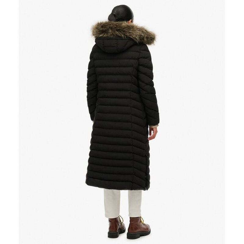 Superdry Fuji Faux Fur Hooded Longline Jacket image number 1
