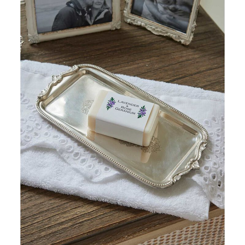 French Country Rectangle Silver Tray with Beading image number 2