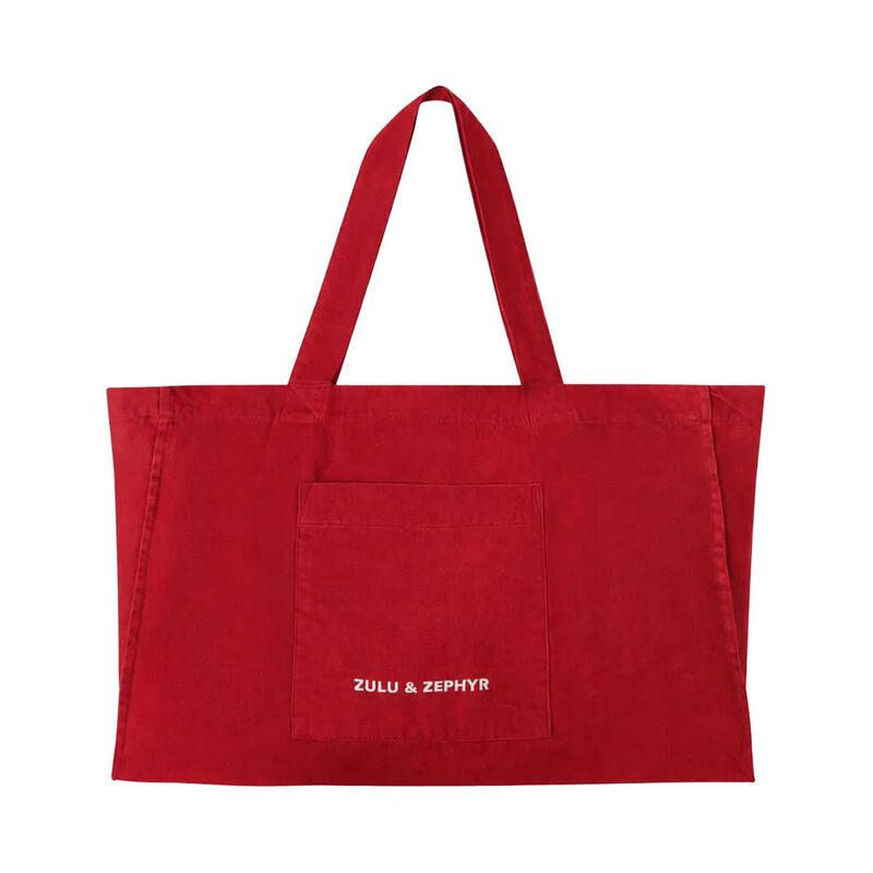 Zulu & Zephyr Red Cotton Canvas Tote Bag image number 0