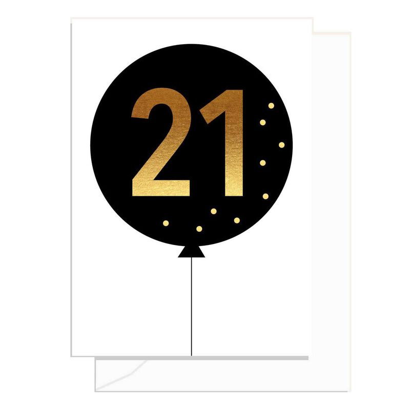 Elm Paper 21st Black Balloon Card image number 0