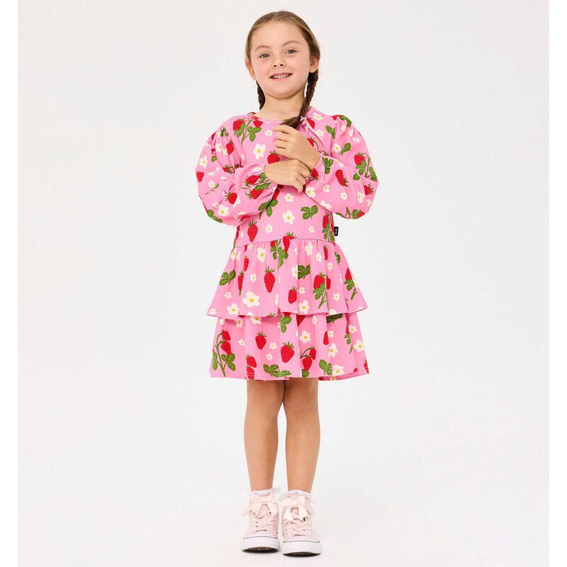Rock Your Baby Strawberry Long Sleeve Frill Dress image number 1