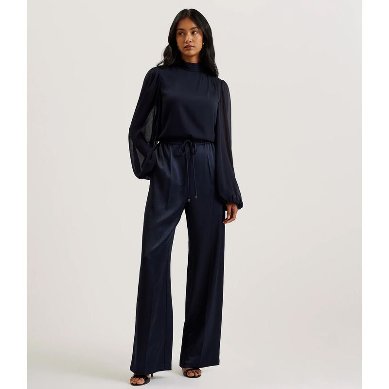 Ted Baker Deerdra Long Sleeve Pleated Top With Side Neck Tie image number 3