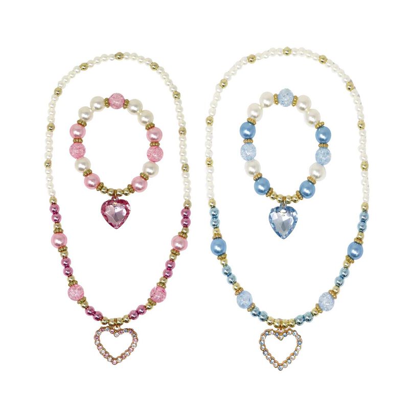 Pink Poppy Dance Pearl Heart Necklace & Bracelet Set - Assorted image number 0