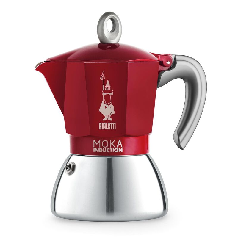 Bialetti Moka 6 Cup Italian Metal Induction Coffee Maker Red image number 0
