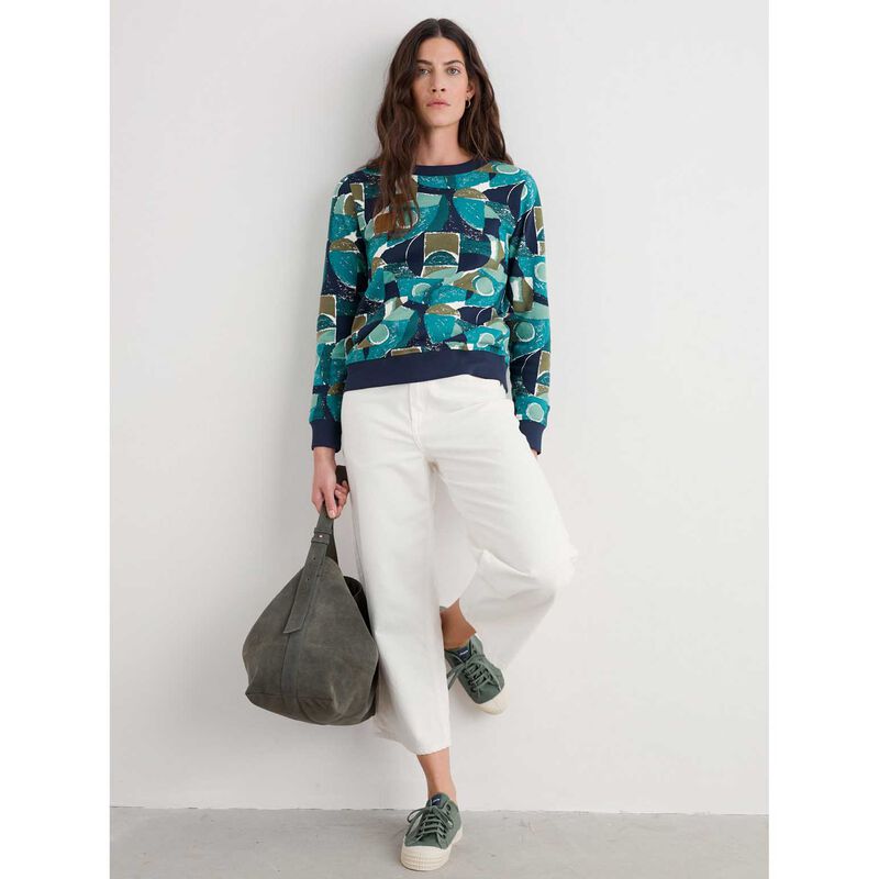 Seasalt Cornwall Bright Wave Sweatshirt Penwith Abstract Emulsion image number 3