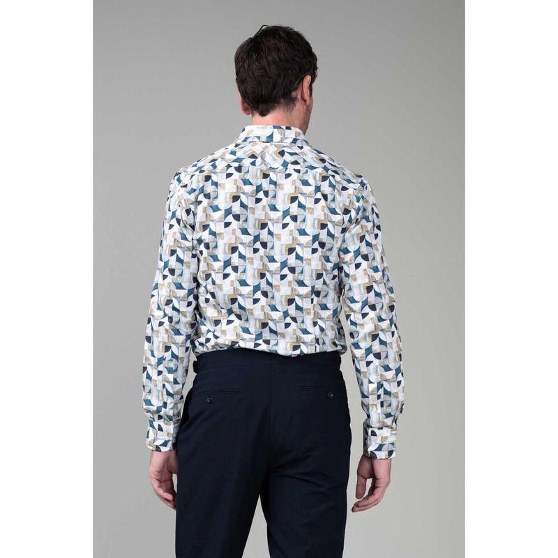 Rembrandt Barbican White, Sand & Blue Abstract Shirt image number 1