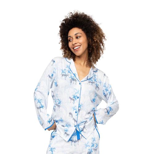 Cyberjammies White Zebra Printed Jersey Long Sleeve Pyjama Top