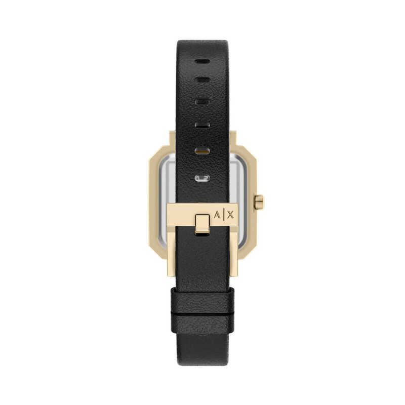 Armani Exchange Three-Hand Black Leather Watch image number 1
