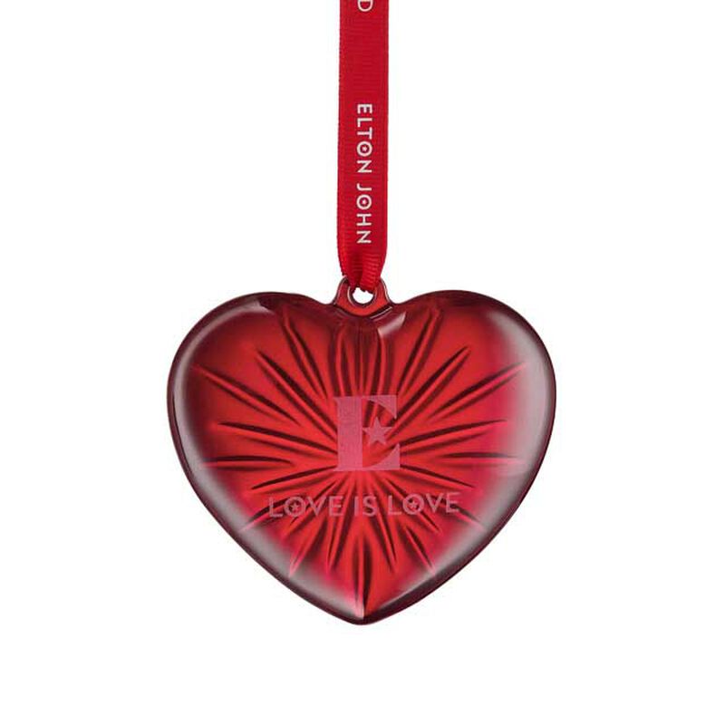 Waterford Elton John Aids Foundation Red Heart Ornament image number 0