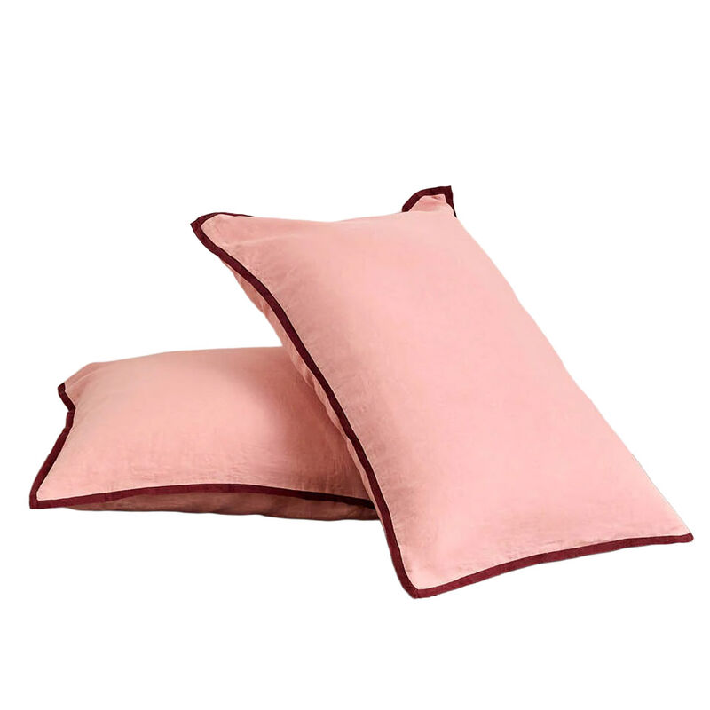 HOMMEY. Linen Standard Pillowcase Pair - Rhubarb image number 0