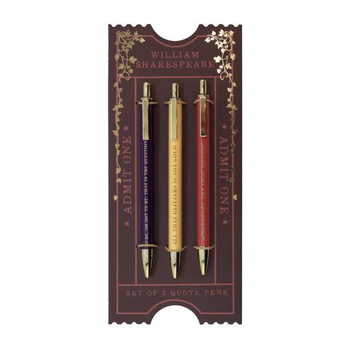 The Reading Room Shakespeare Set of 3 Metal Pens