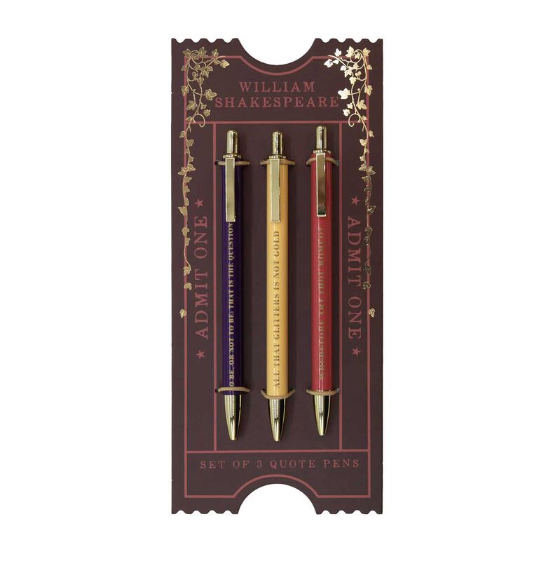 The Reading Room Shakespeare Set of 3 Metal Pens image number 0