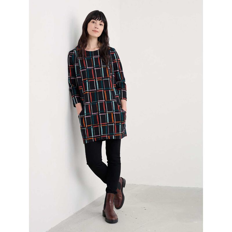 Seasalt Cornwall Shore Foraging Tunic Rock Check Onyx image number 2