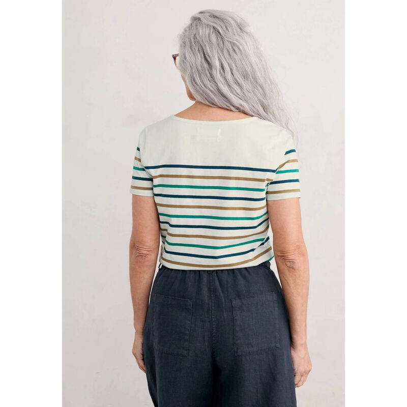 Seasalt Cornwall Sailor T-Shirt Falmouth Tri Breton Chalk Helford image number 1