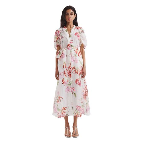 SABA Mariposa Silk Linen Midi Dress