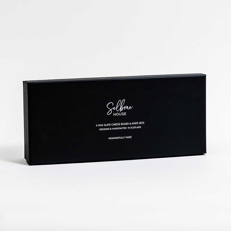 Selbrae House 4 Mini Slate Cheese Board & Knives  - Stag Prince image number 1