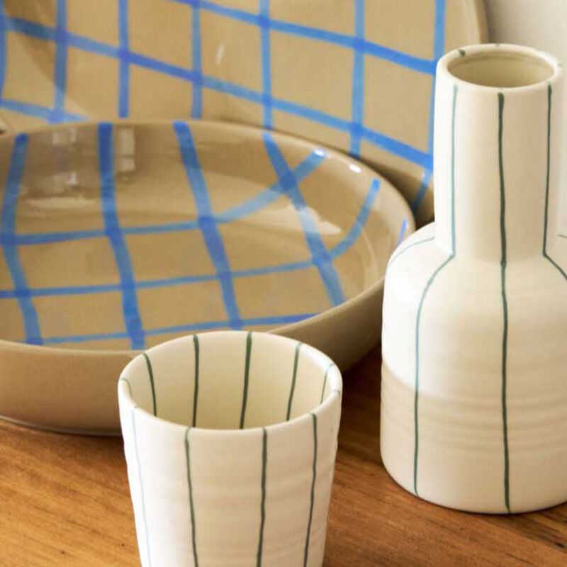 Robert Gordon Salad Bowl 28cm - Coastal Junction Cream With Green Stripe image number 1