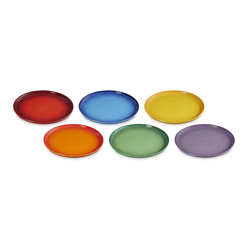 Le Creuset Stoneware Rainbow Set of 6 Side Plates 22cm image number 0