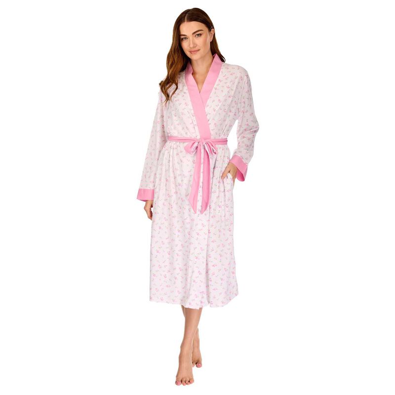 La Marquise Vintage Blossoms Cotton-Rich Jersey Long Sleeve Wrap Robe image number 6