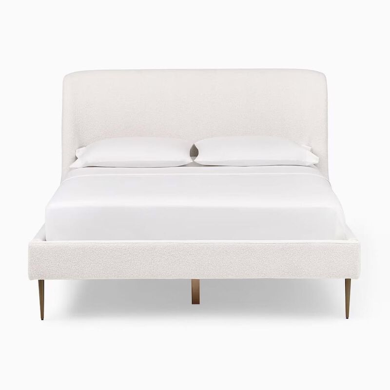 West Elm Lana Upholstered Bed Queen Chunky Boucle White image number 2