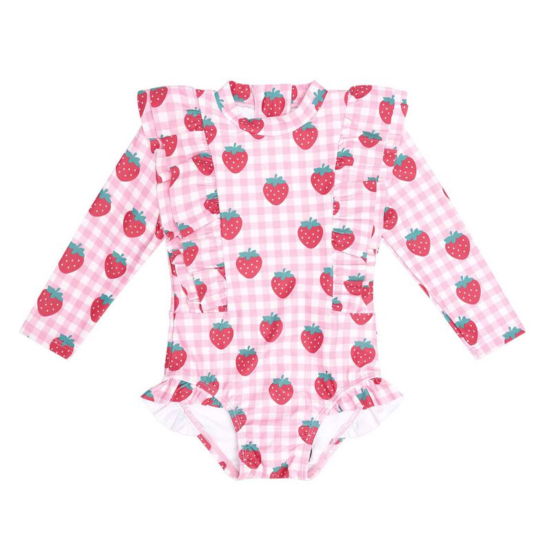 Huxbaby Strawberry Check Frill Swimsuit 3M-2Y image number 0