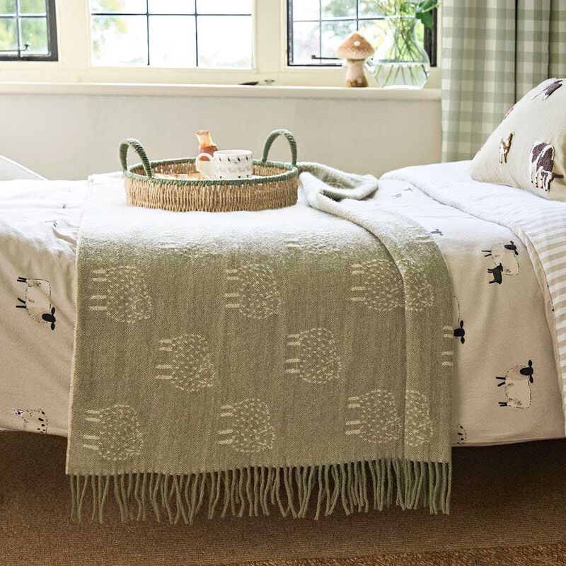 Sophie Allport Woven Throw - Wool - Farm Friends - Sheep image number 3
