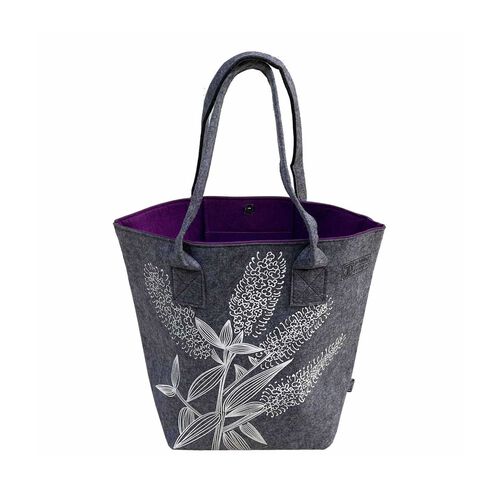 Jo Luping White Koromiko Grey & Purple Ecofelt Shoulder Tote Bag