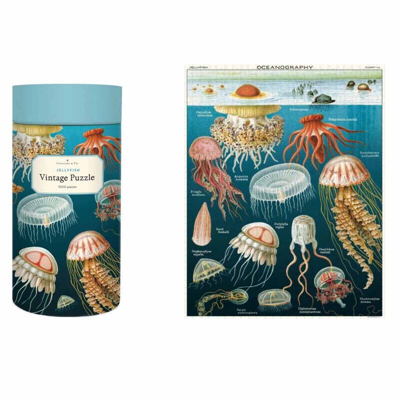 Cavallini Jellyfish 1000 Pce Vintage Puzzle image number 1