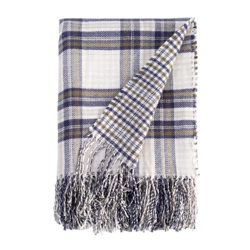 Top Drawer Highland Check Wool Mix Blanket 130x150cm Blue/Green image number 0