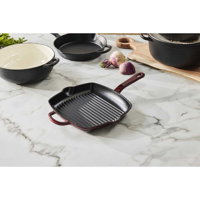 Maxwell & Williams Cast Iron Grill Pan Merlot 26cm Gift Boxed image number 3