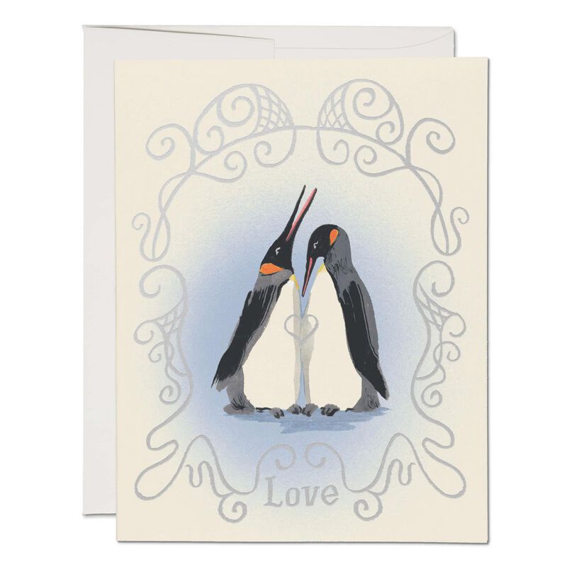 Red Cap Penguin Love Foil Card image number 0