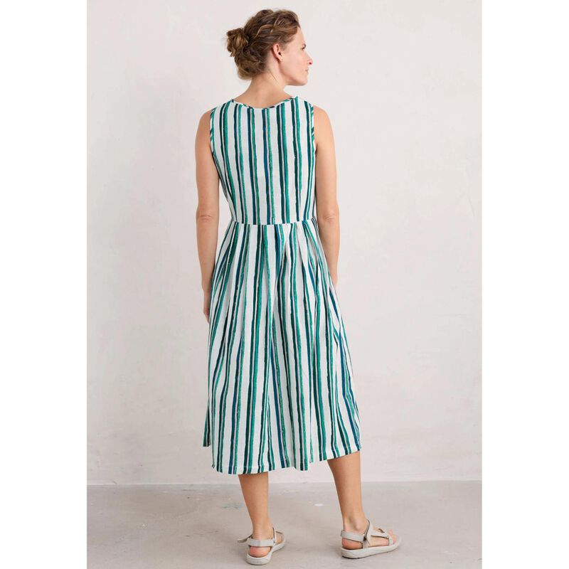 Seasalt Cornwall Farley's Dress River Stripe Chalk image number 1