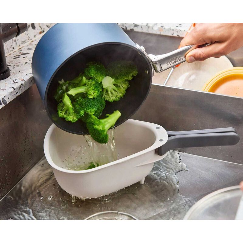 Joseph Joseph Droplet Large White Colander with Folding Handle image number 1