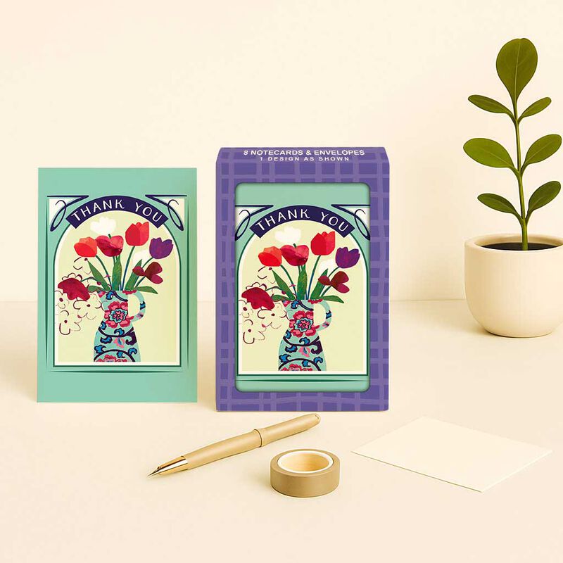 Image Gallery Thank You Floral Vase Amalfi Notecard Set image number 1