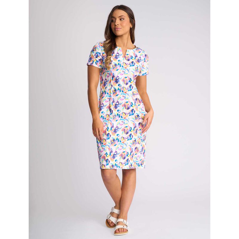Vassalli Printed Lightweight Fitted Dress With Short Sleeve image number 3