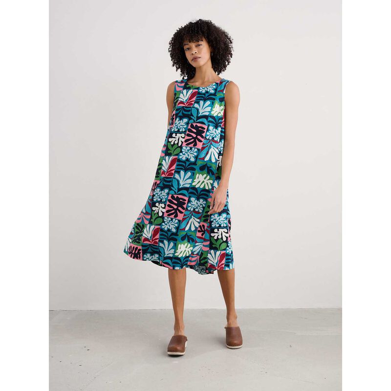 Seasalt Cornwall Cresting Waves Dress Collage Seaweed Mid Teal image number 3